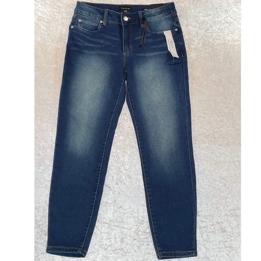 Tahari Kelly Jeans Women 8/29 Blue New Mid-Rise Skinny Dark Wash Denim